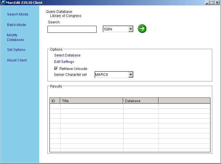 MarcEdit's Z39.50 client